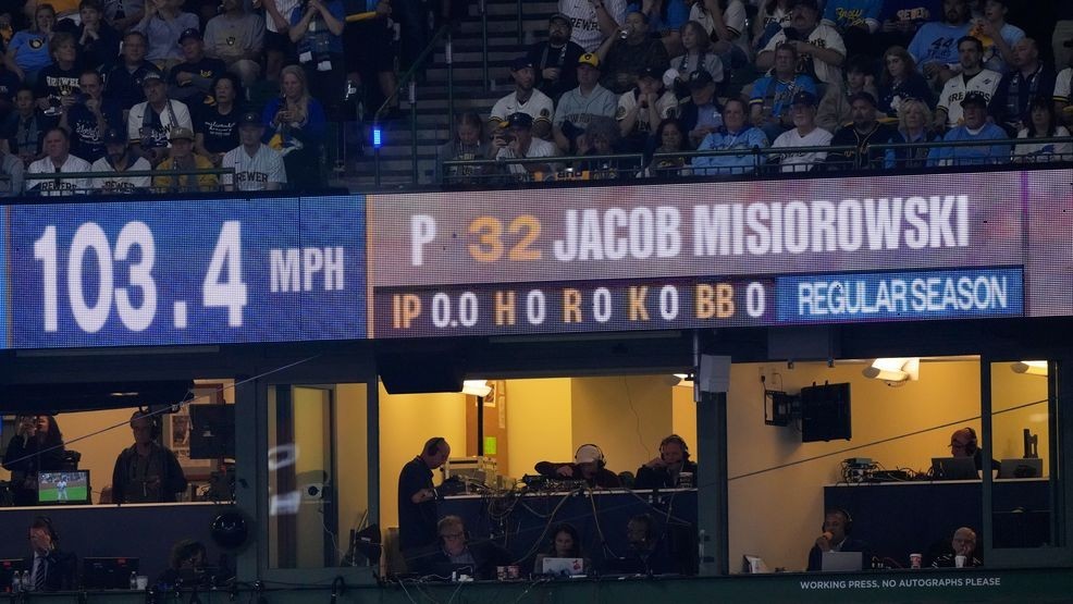 Brewers' Jacob Misiorowski sets World Series velocity record on his first pitch — Fox 11 Green Bay Sports, Brooklyn Park Sports news