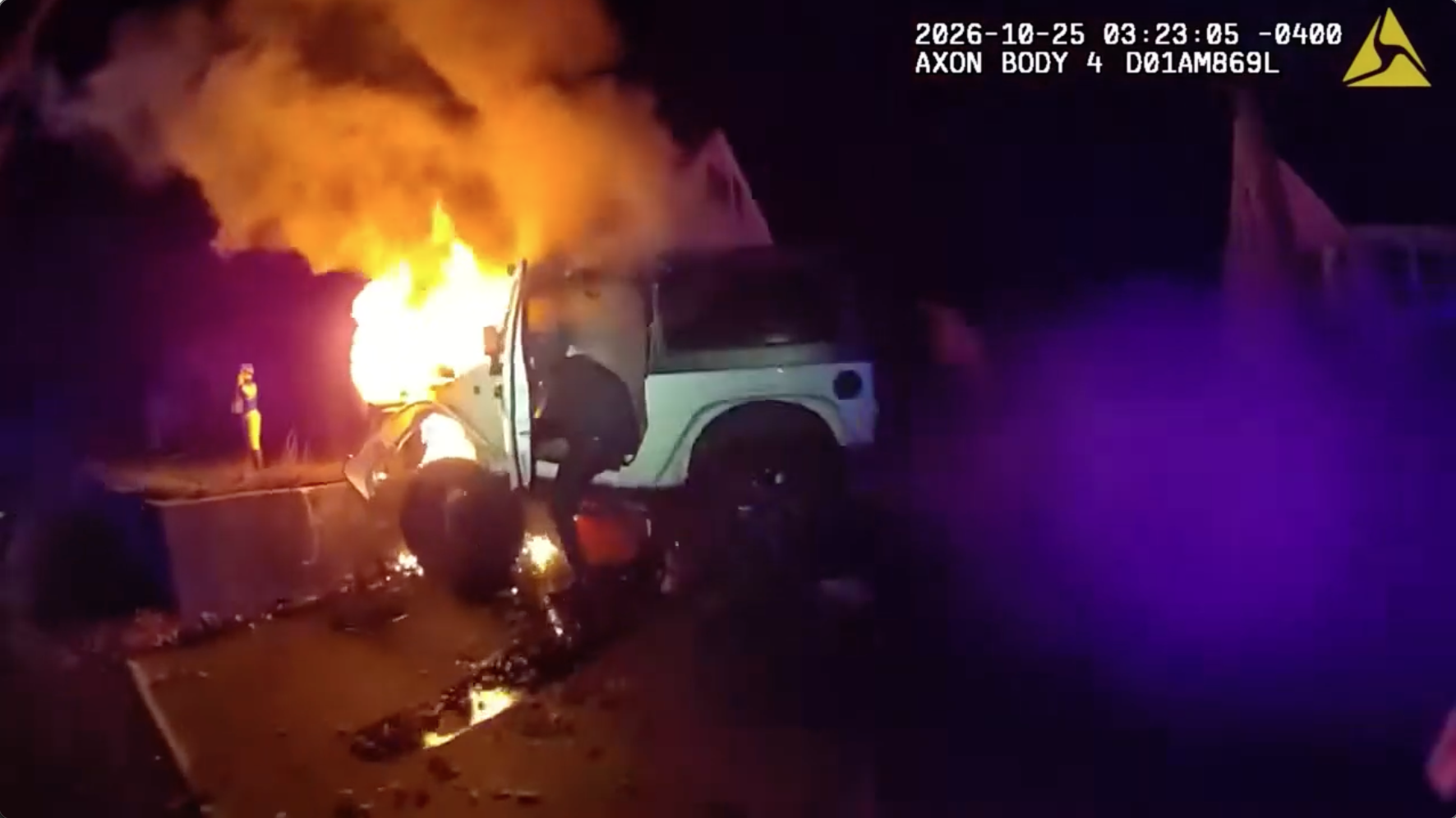 Bodycam video shows police rescuing man from burning Jeep after crash; driver facing multiple charges — FOX 9, Brooklyn Park Community news