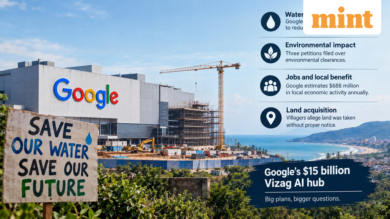 Google defends $15 billion Vizag AI hub as water fears, land disputes and protests put project under scrutiny — Mint India, Brooklyn Park Technology news
